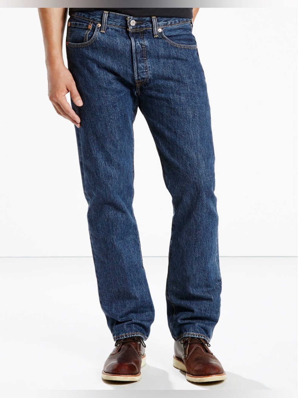 Levi's 501 Original Mid Rise‎ Regular Fit Straight Leg Jeans - Dark Stonewash